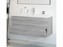Prolenta Premium - Mueble de baño con lavabo madera contrachapada gris Sonoma Estantería Sobre Inodoro