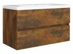 Discount Prolenta Premium - Mueble lavabo madera contrachapada roble ahumado 80x38,5x45cm Estantería Sobre Inodoro