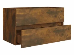 Discount Prolenta Premium - Mueble lavabo madera contrachapada roble ahumado 80x38,5x45cm Estantería Sobre Inodoro