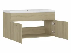 Best Prolenta Premium - Mueble con lavabo madera de ingeniería roble Sonoma Estantería Sobre Inodoro