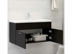 Garden Furniture Prolenta Premium - Mueble con lavabo madera de ingeniería negro
