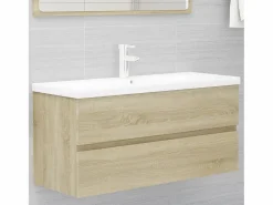 Hot Garden Furniture Prolenta Premium - Mueble lavabo madera contrachapada roble Sonoma 100x38,5x45 cm Multicolor