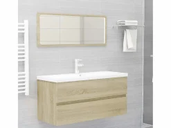 Hot Garden Furniture Prolenta Premium - Mueble lavabo madera contrachapada roble Sonoma 100x38,5x45 cm Multicolor