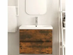 Hot Prolenta Premium - Mueble de lavabo contrachapado roble ahumado 60x38,5x45 cm Estantería Sobre Inodoro