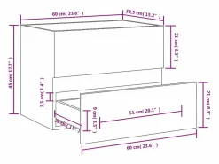 Hot Prolenta Premium - Mueble de lavabo contrachapado roble ahumado 60x38,5x45 cm Estantería Sobre Inodoro