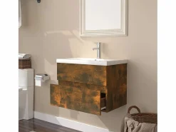 Garden Furniture Prolenta Premium - Mueble de baño con lavabo madera contrachapada roble ahumado