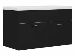 Hot Prolenta Premium - Mueble con lavabo madera de ingeniería negro Estantería Sobre Inodoro