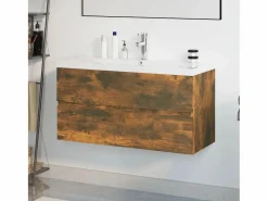 Clearance Prolenta Premium - Mueble de baño con lavabo madera contrachapada roble ahumado Estantería Sobre Inodoro