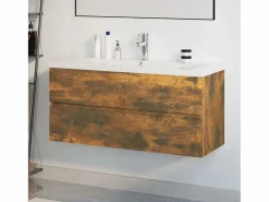 Garden Furniture Prolenta Premium - Mueble de baño con lavabo madera contrachapada roble ahumado
