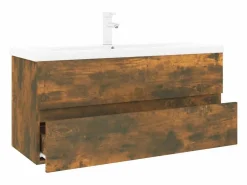 Garden Furniture Prolenta Premium - Mueble de baño con lavabo madera contrachapada roble ahumado