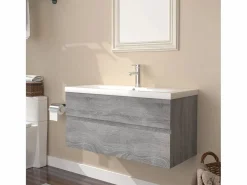 Garden Furniture Prolenta Premium - Mueble de baño con lavabo madera contrachapada gris Sonoma