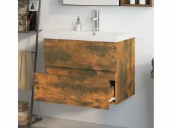 Garden Furniture Prolenta Premium - Mueble de baño con lavabo madera contrachapada roble ahumado
