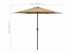 Garden Furniture Prolenta Premium - Sombrilla de jardín con palo de aluminio taupe 270x246 cm