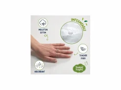 Protector de colchón impermeable antiácaros Greenfirst - 80 x 190/200 cm - Molleton 100% algodón Blanco