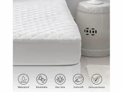 Hot PIKOLIN Protector de colchón 150x196cm| HOME| Aloe Vera| Hasta 32cm Blanco