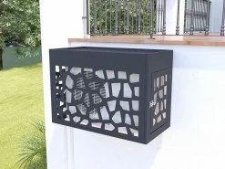 Hot Vente-unique Protector para aire acondicionado / bomba de calor perforado en aluminio - Con puerta de acceso - Antracita - KAZOMA Gris antracita