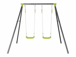 Sale Sweeek Pórtico de columpio doble de metal negro y verde Multicolor