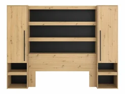 Hot Puente de cama con almacenaje y LED natural y negro - VARLY Cabecero Y Puente De Cama