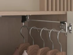 Vente-unique Puente de cama con almacenamiento con LEDs - An. 266 cm y natural - DOMELITO