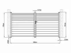 Online Puerta batiente de aluminio con lamas L355 x H181 cm antracita - VIAZO Portón