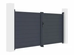 Discount Puerta batiente de aluminio macizo - L305 x H150 cm - Antracita - NAZARIO Portón