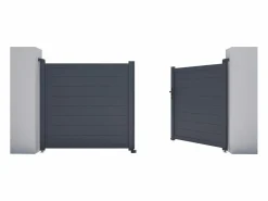 Discount Puerta batiente de aluminio macizo - L305 x H150 cm - Antracita - NAZARIO Portón