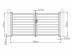 Discount Puerta batiente de aluminio macizo - L305 x H150 cm - Antracita - NAZARIO Portón