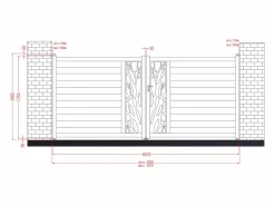 Clearance Puerta batiente de aluminio con calados con motivos Ancho 400 x Alt. 179 cm antracita LABRIT II Portón