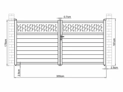 EXPERTLAND Puerta batiente de aluminio semi sólida con patrones L355 x H181 cm antracita - BAZIO
