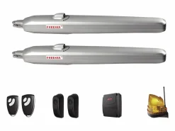 EXPERTLAND Puerta batiente eléctrica de aluminio con lamas L397 x H181 cm - VIAZO Gris antracita