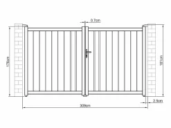 Clearance EXPERTLAND Puerta cancela eléctrica batiente de aluminio semicalada L309 x H181 cm antracita - TOROMA Gris antracita