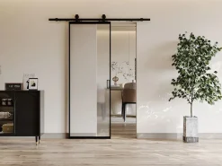 Best Puerta corredera - aluminio - vidrio templado esmerilado Alt. 205 x Ancho 63 cm - LINCI II Puerta Corredera