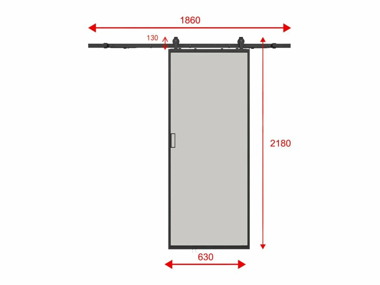Best Puerta corredera - aluminio - vidrio templado esmerilado Alt. 205 x Ancho 63 cm - LINCI II Puerta Corredera