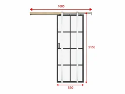 Puerta corredera - vidrio templado - Alt. 205 x Ancho 83 cm - WILDEN II Puerta Corredera