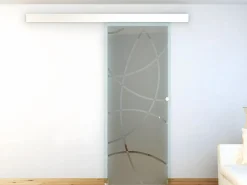 Best Puerta corredera con aplique de cristal templado HEIDI Puerta Corredera