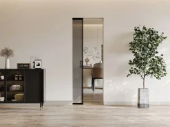 Online Puerta corredera con empotramiento - cristal templado ahumado mate - Alt. 205 x L63 cm - LINCI II Puerta Corredera