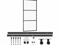 Puerta corredera con herrajes ESG vidrio y aluminio 90x205 cm ES283547