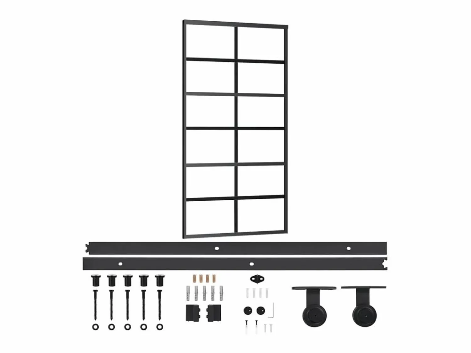 Puerta corredera con herrajes ESG vidrio y aluminio 102x205 cm ES429434