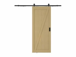 Vente-unique Puerta corredera con riel de madera MDF natural claro rústico - H205 x L63 cm - BALERMA Color natural claro