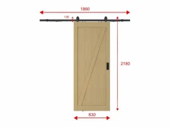 Vente-unique Puerta corredera con riel de madera MDF natural claro rústico - H205 x L63 cm - BALERMA Color natural claro