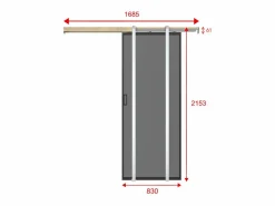 Outlet Puerta corredera con riel - vidrio templado ahumado - Alt. 205 x Ancho 83 cm - LINCI II Puerta Corredera