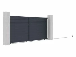 Best Puerta corredera de aluminio con lamas L416 x H180 cm antracita - VIAZO Portón