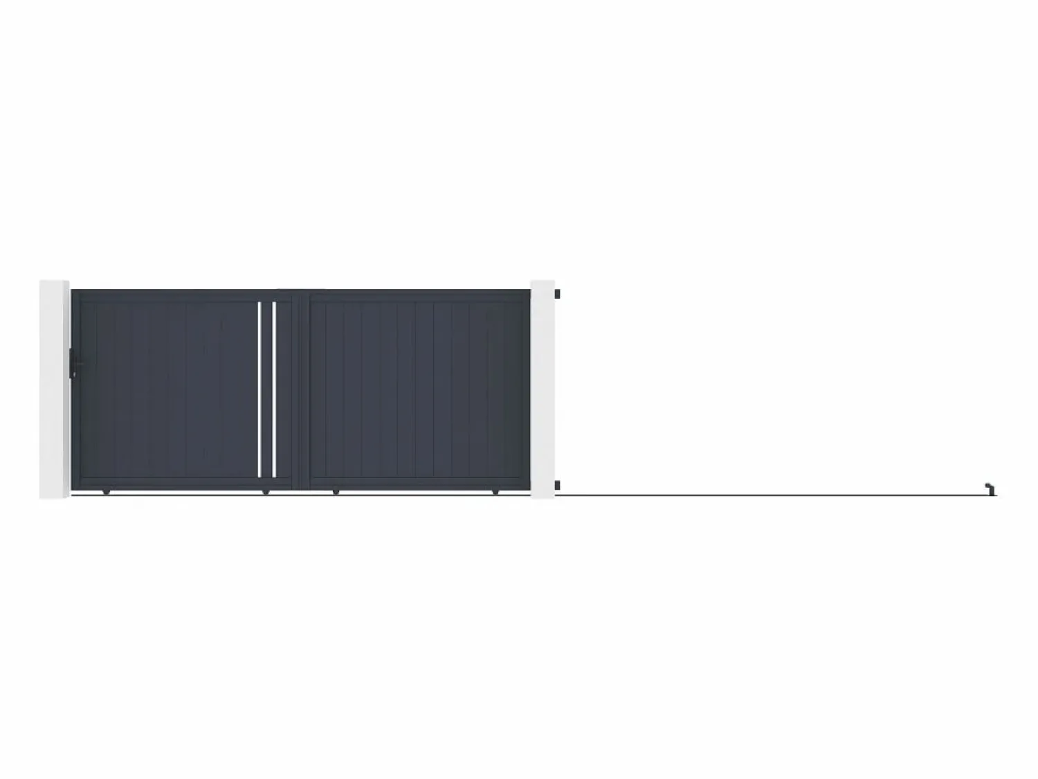 Sale Puerta corredera de aluminio semi-calada L421 x H180 cm antracita - TOROMA Portón