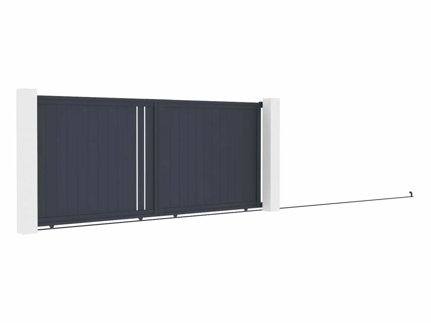 Sale Puerta corredera de aluminio semi-calada L421 x H180 cm antracita - TOROMA Portón