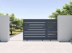 Outlet EXPERTLAND Puerta corredera de aluminio perforado L374 x H165 cm antracita PRIMO Gris antracita