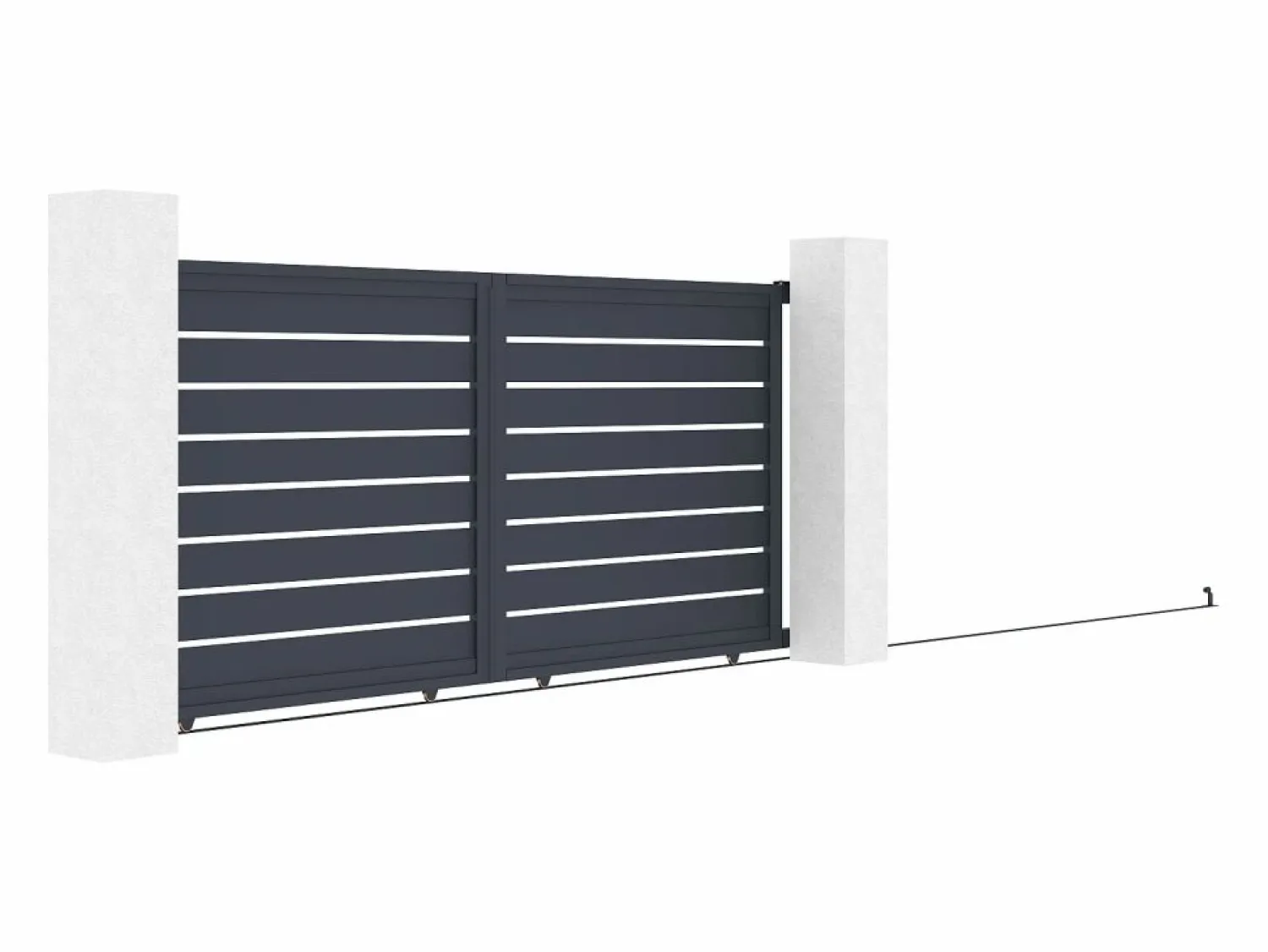 Outlet EXPERTLAND Puerta corredera de aluminio perforado L374 x H165 cm antracita PRIMO Gris antracita