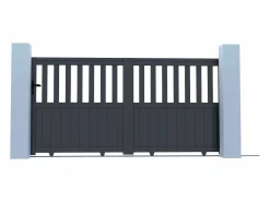 Outlet EXPERTLAND Puerta corredera de aluminio con calados Ancho 314 x Alt. 149 cm TARNOS II Gris antracita
