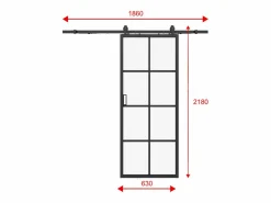 Outlet Vente-unique Puerta corredera de aluminio y vidrio templado - Alt. 205 x Ancho 63 cm - WILDEN II Negro