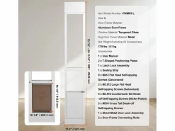 Puerta Corredera de Cristal para Perros SucceBuy, Altura Ajustable de 1927 a 2049 mm, L