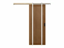 Hot Vente-unique Puerta corredera de empotrado en MDF y madera natural oscura - H205 x L73 cm - SANDORA Color natural oscuro